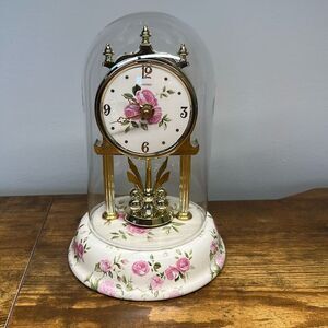 Linden Clock Floral Vintage Ceramic Floral & Gold Clock WORKS Battery Operated